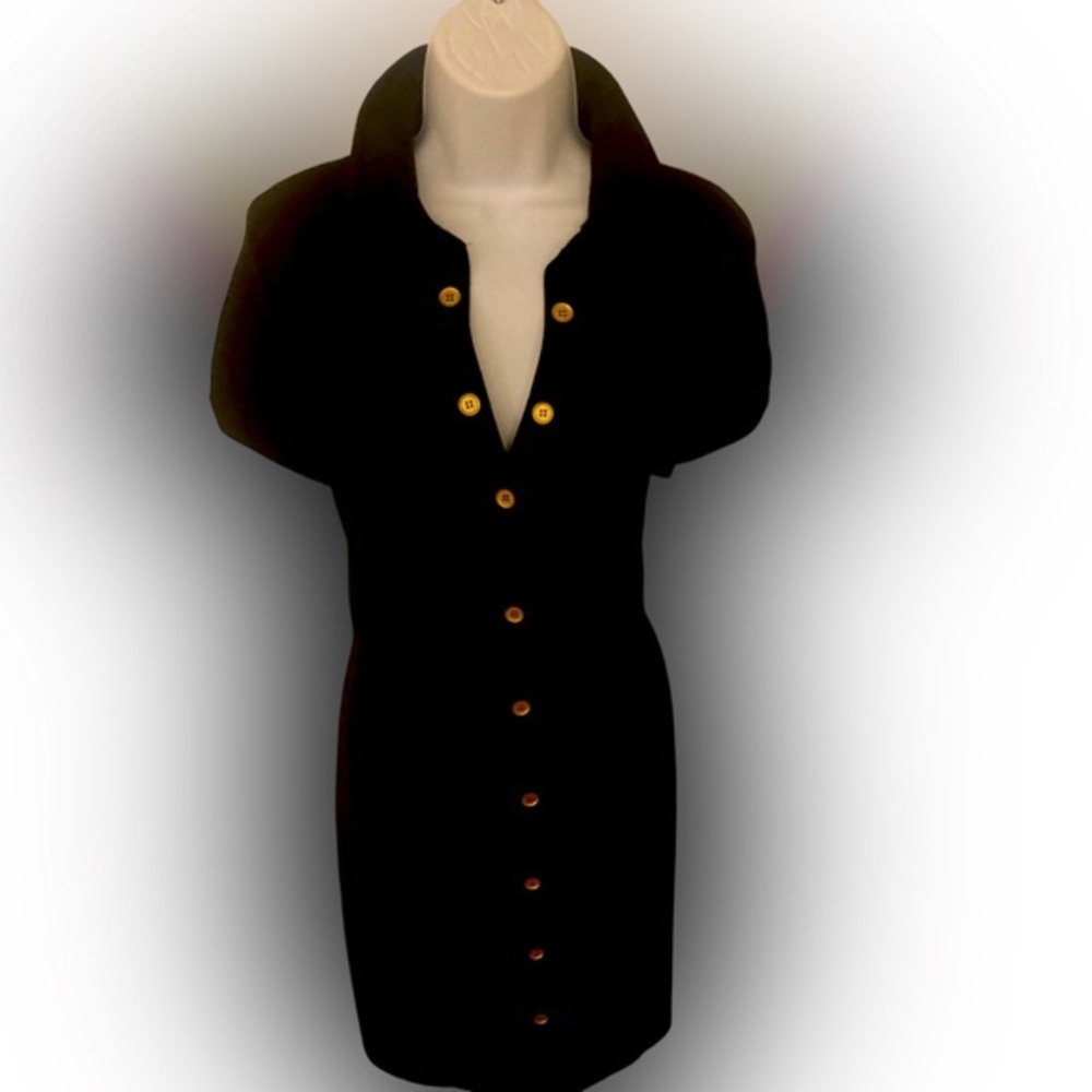 EnFocus Studio Dress - 14 black ruched , EUC , polyester spandex